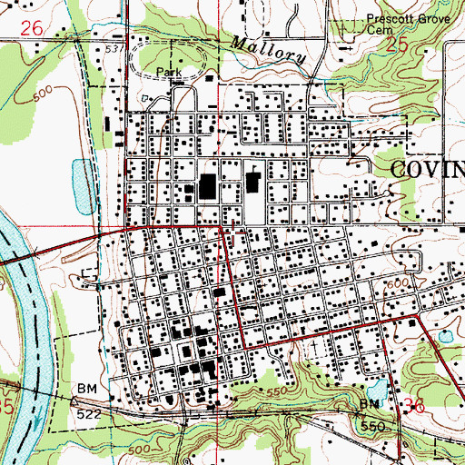 Topographic Map of Covington, IN
