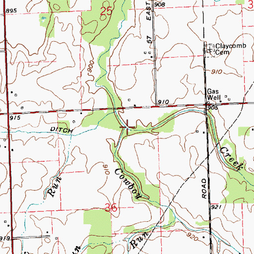 Topographic Map of Cowboy Run, IN
