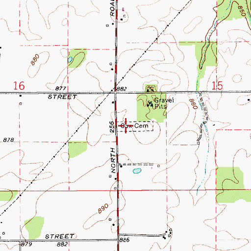 Topographic Map of Cox Cemetery, IN