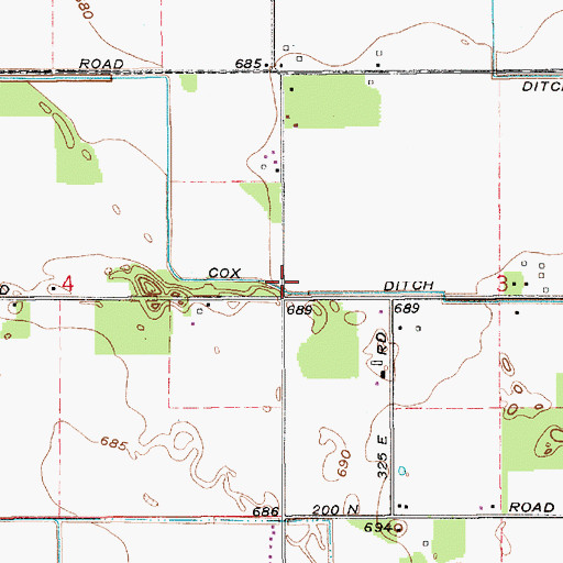 Topographic Map of Cox Ditch, IN
