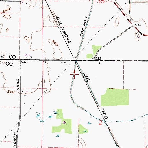 Topographic Map of Cox Number One Ditch, IN