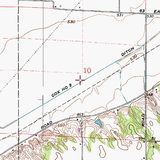 Topographic Map of Cox Number Two Ditch, IN