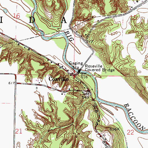 Topographic Map of Coxville, IN