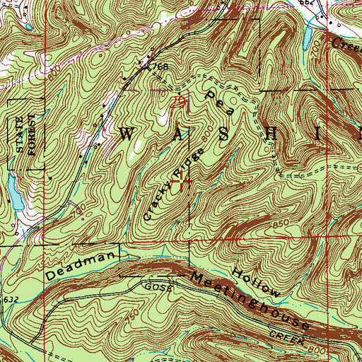 Topographic Map of Cracky Ridge, IN