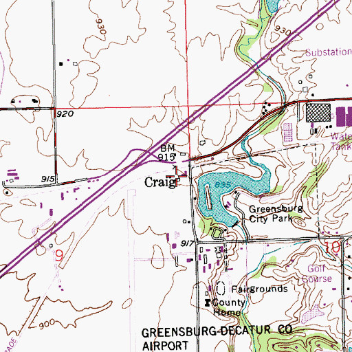 Topographic Map of Craig, IN