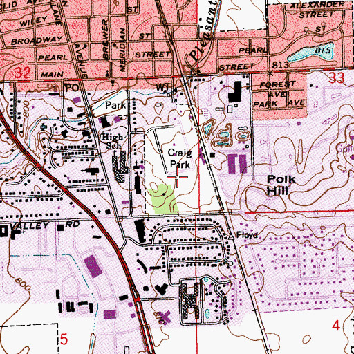Topographic Map of Craig Park, IN