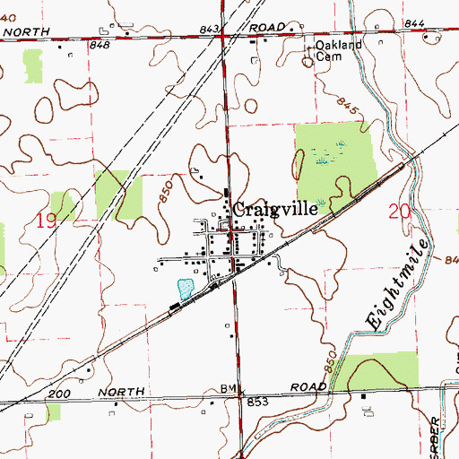 Topographic Map of Craigville, IN