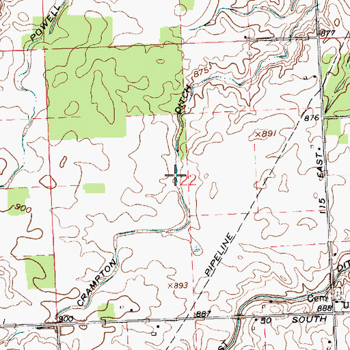 Topographic Map of Crampton Ditch, IN