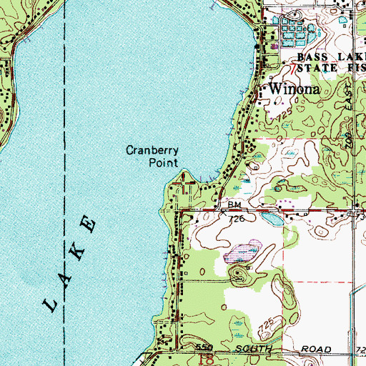 Topographic Map of Cranberry Point, IN