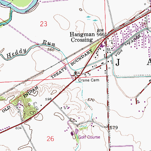 Topographic Map of Crane Cemetery, IN