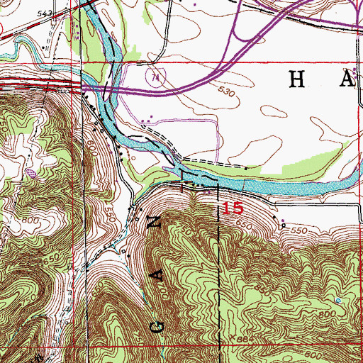 Topographic Map of Crane Run, IN