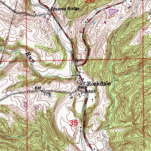 Topographic Map of Cranes Run, IN