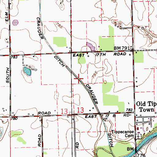 Topographic Map of Crauder Ditch, IN
