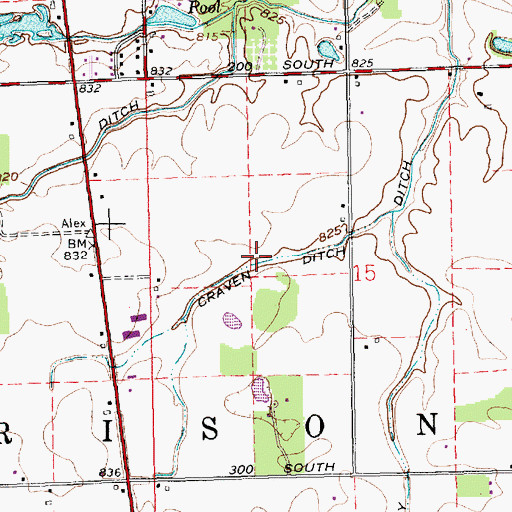Topographic Map of Craven Ditch, IN