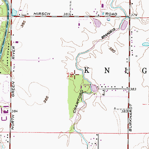 Topographic Map of Crawford Brandeis Ditch, IN