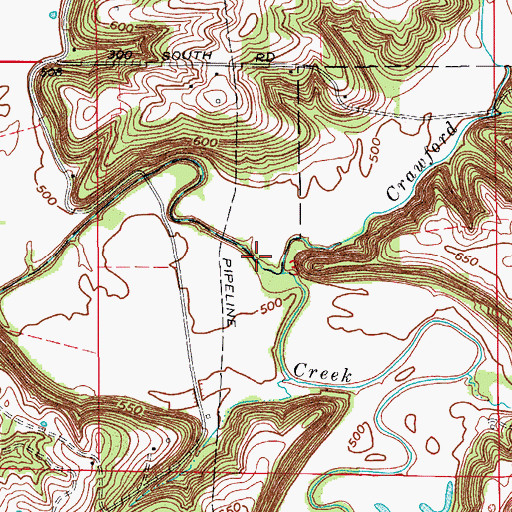Topographic Map of Crawford Creek, IN