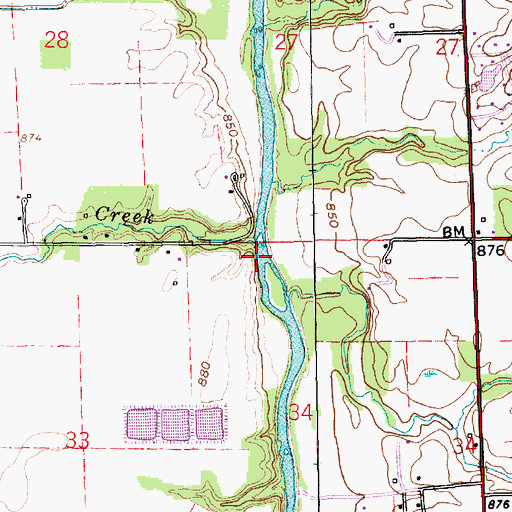 Topographic Map of Crawford Creek, IN