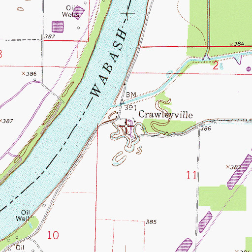 Topographic Map of Crawleyville, IN