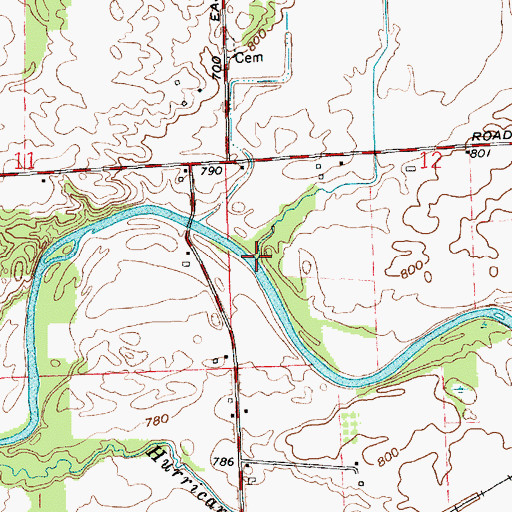 Topographic Map of Crazy Creek, IN
