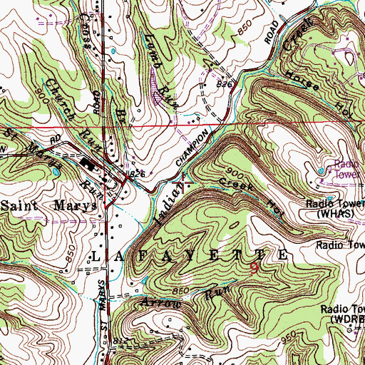 Topographic Map of Creek Hollow, IN