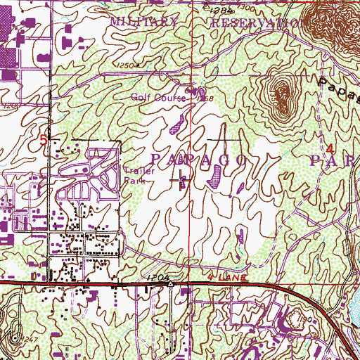 Topographic Map of Papago Golf Course, AZ