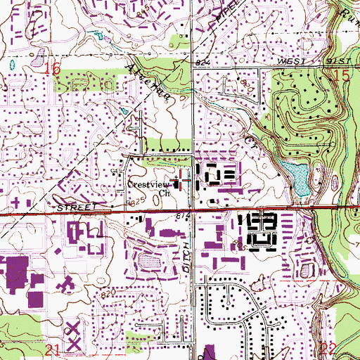 Topographic Map of Crestview Christian Church, IN