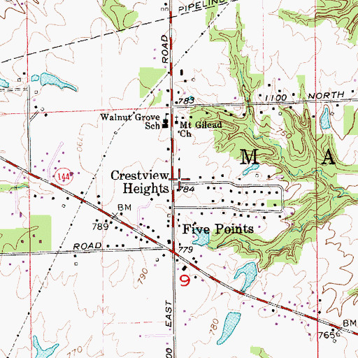 Topographic Map of Crestview Heights, IN