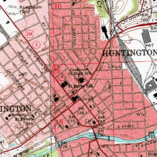 Topographic Map of Crestview Junior High School, IN