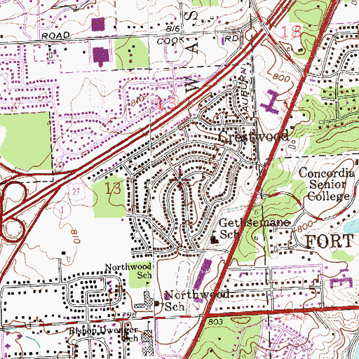 Topographic Map of Crestwood, IN