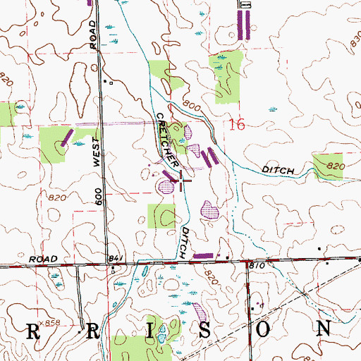 Topographic Map of Cretcher Ditch, IN