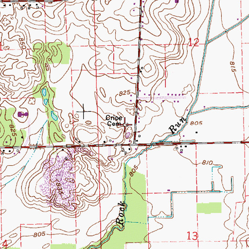 Topographic Map of Cripe Cemetery, IN