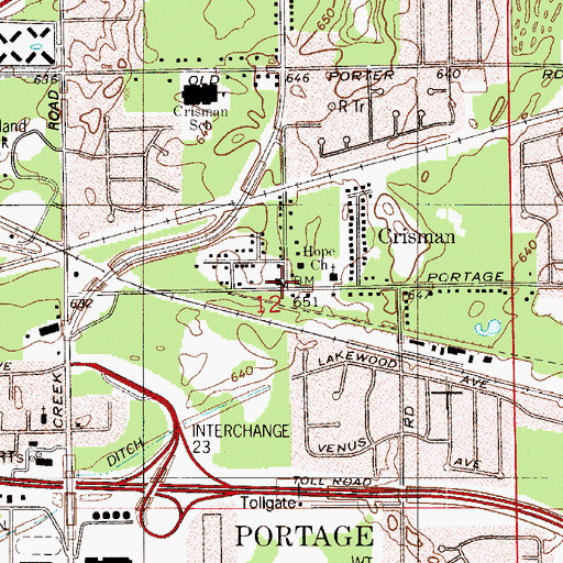 Topographic Map of Crisman, IN