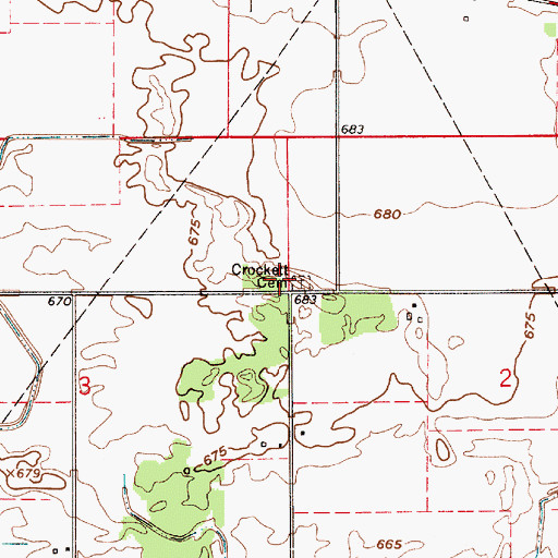 Topographic Map of Crockett Cemetery, IN