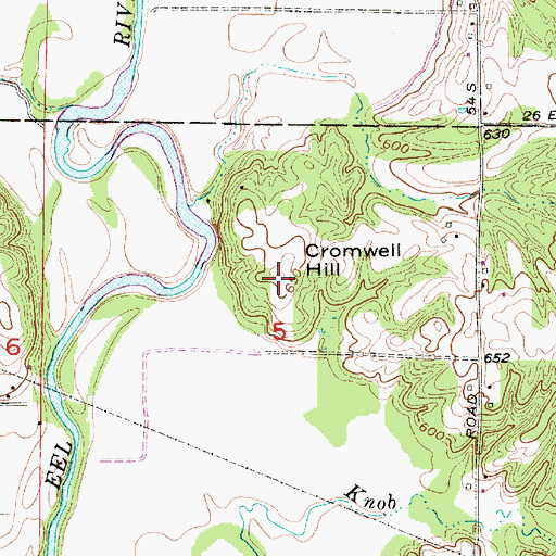 Topographic Map of Cromwell Hill, IN