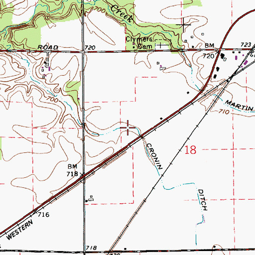 Topographic Map of Cronin Ditch, IN