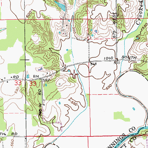 Topographic Map of Crooked Creek, IN