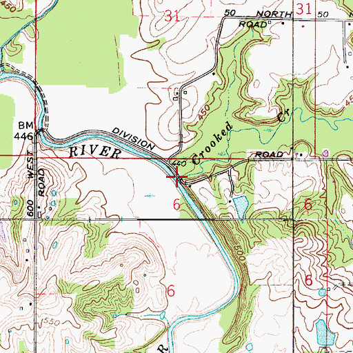 Topographic Map of Crooked Creek, IN