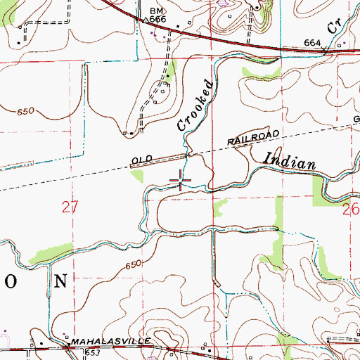 Topographic Map of Crooked Creek, IN