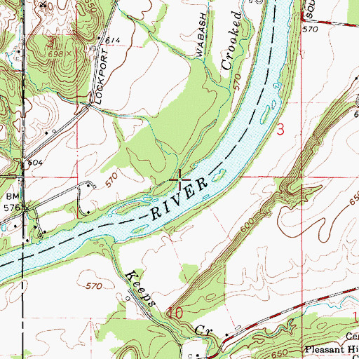 Topographic Map of Crooked Creek, IN