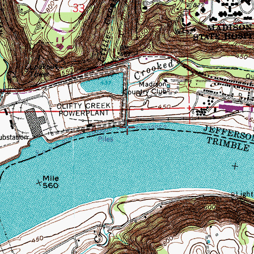 Topographic Map of Crooked Creek, IN