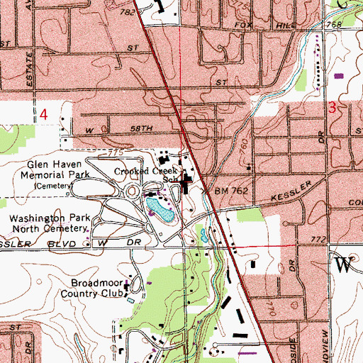 Topographic Map of Crooked Creek Elementary School, IN