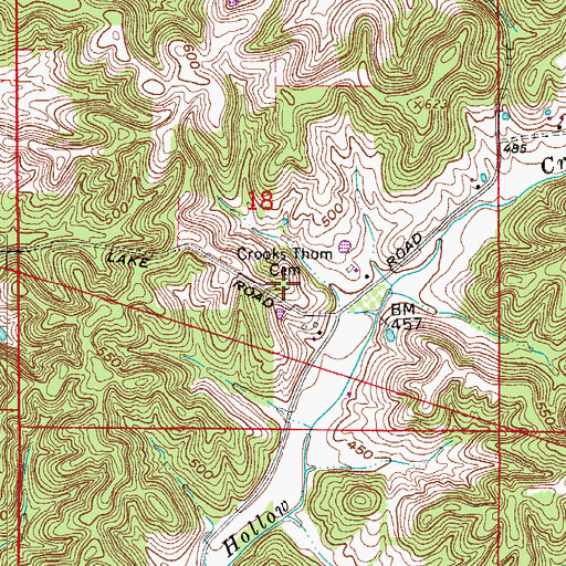 Topographic Map of Crooks Thom Cemetery, IN