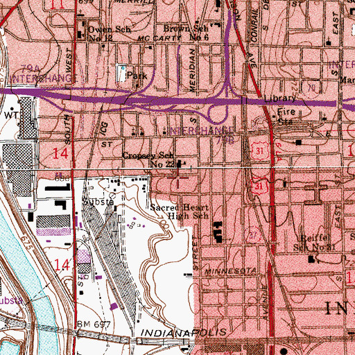 Topographic Map of Cropsey School Number 22 (historical), IN