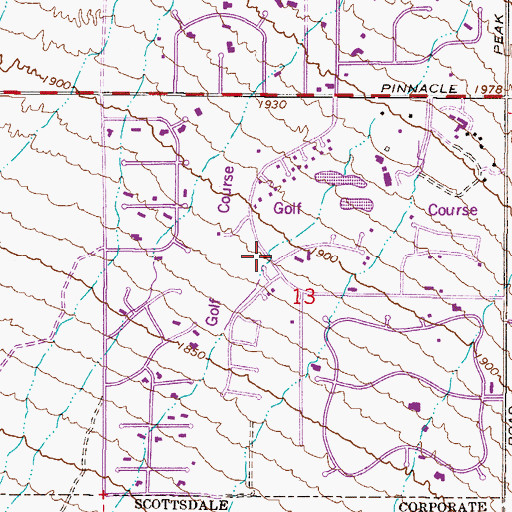 Topographic Map of Pinnacle Peak Country Club Golf Course, AZ
