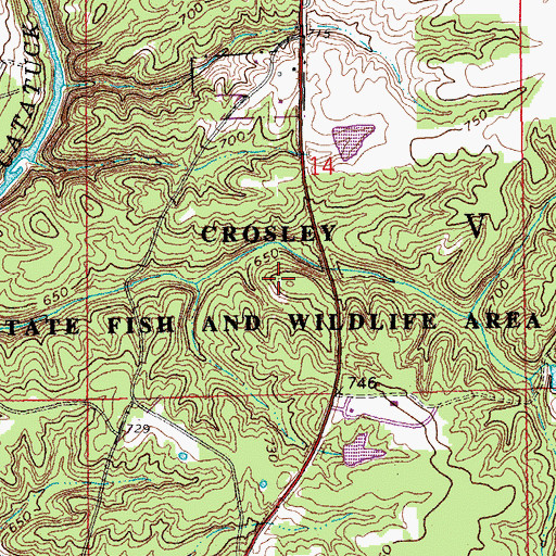 Topographic Map of Crosley State Fish and Wildlife Area, IN