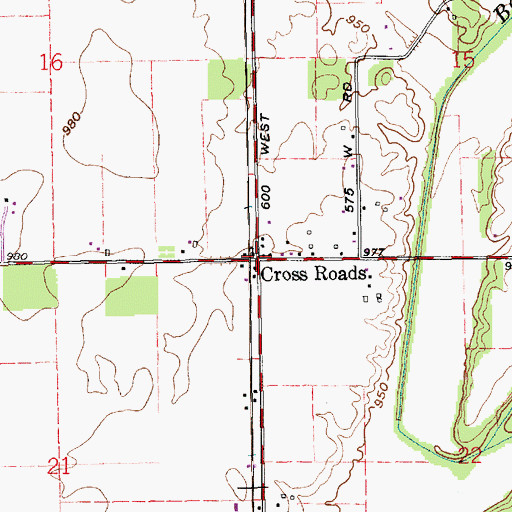 Topographic Map of Cross Roads, IN