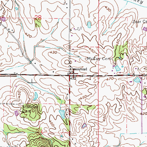 Topographic Map of Crossroad Church, IN