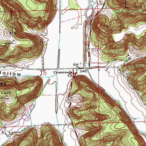 Topographic Map of Crossroads Church, IN