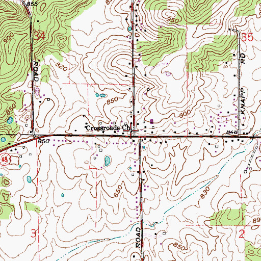 Topographic Map of Crossroads Church, IN