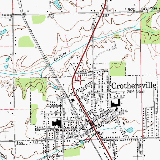 Topographic Map of Crothersville, IN